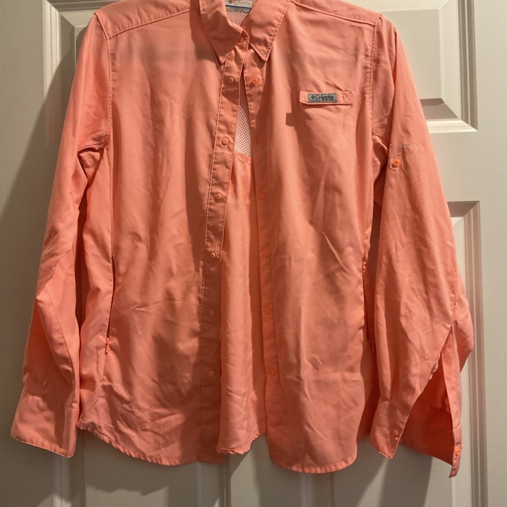 Columbia Peach Button-Up Shirt